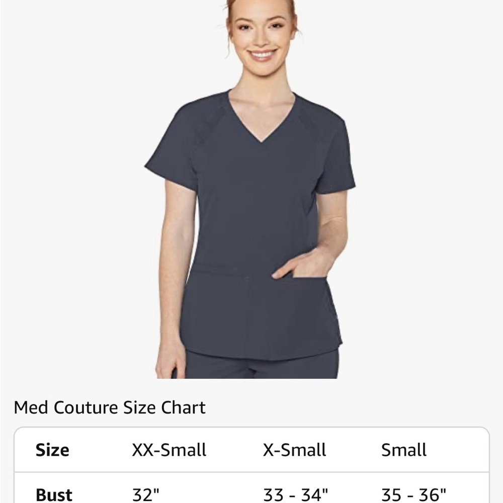 Med Couture Women's V-Neck Scrub Top - Dark Gray